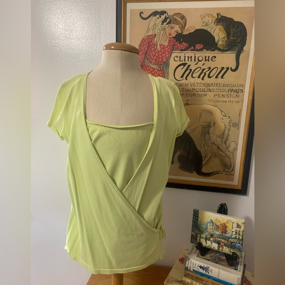H&M Chartreuse Wrap Blouse L - Picture 10 of 10